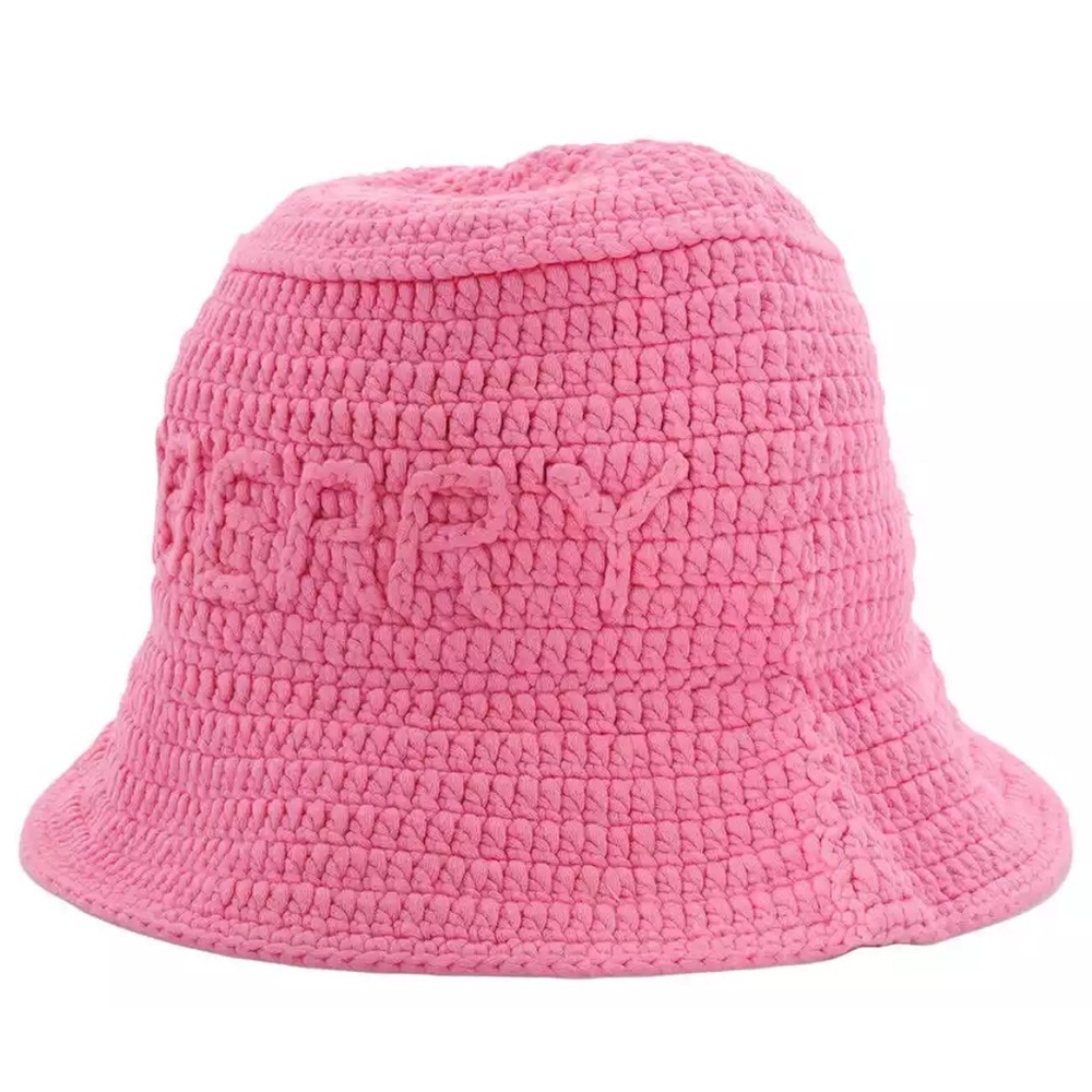 New Burberry Bubblegum Pink Crochet Bucket Hat - Picture 6 of 6